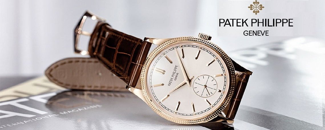 Patek Philippe Luxusuhr mit Lederarmband und Logo auf hellem Hintergrund