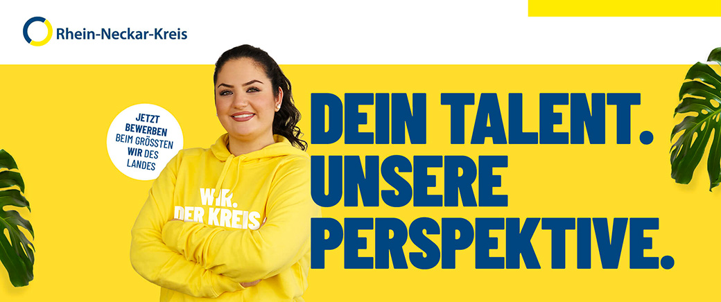 Rhein-Neckar-Kreis - Frau im gelben Hoodie - Jetzt bewerben beim grössten wir des Landes. - DEIN TALENT. UNSERE PERSPEKTIVE.