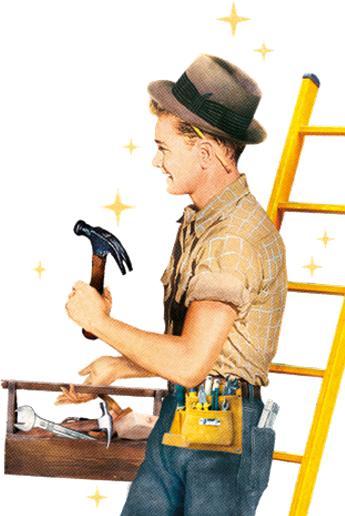 Lächelnder Handwerker mit Werkzeug.