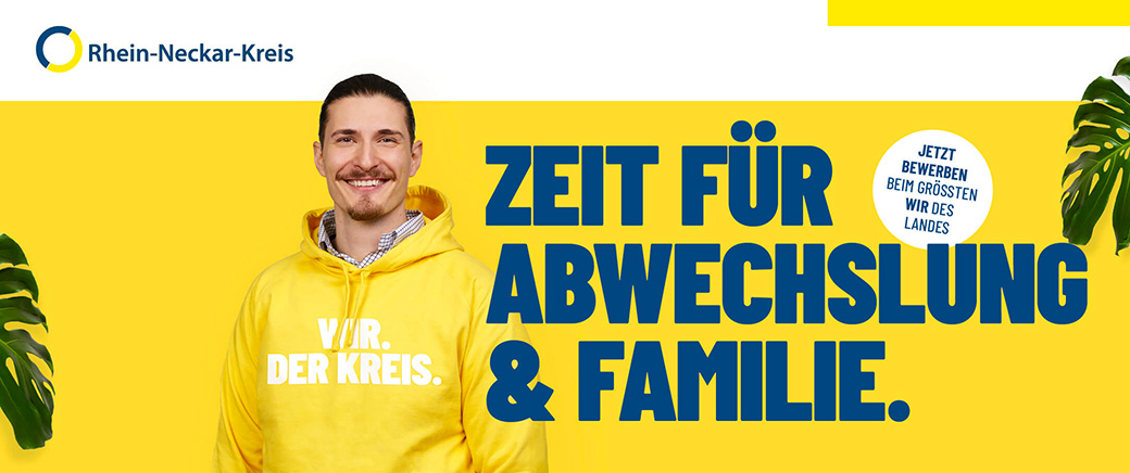 Rhein-Neckar-Kreis - Mann im gelben Hoodie - Jetzt bewerben beim grössten wir des Landes. - Gross denken & einander sehen.